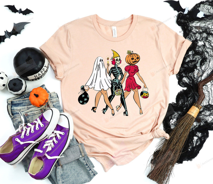 Trick or Treat Halloween Shirts, Funny Halloween Shirt, Halloween Party Tshirt Gifts For Her, Witchy Shirt