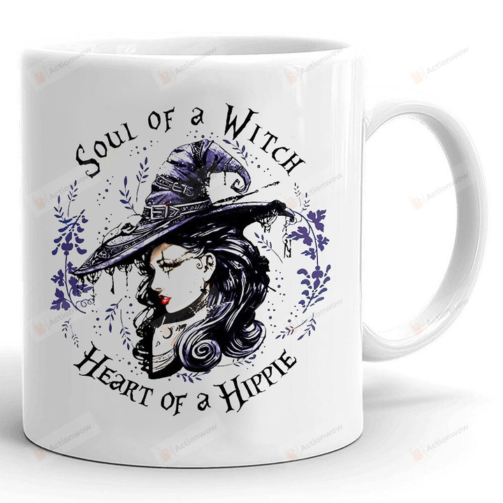 Soul Of A Witch Heart Of A Hippie Mug, Halloween Mug, Witch Mug, Gifts For Halloween, Gifts For Her