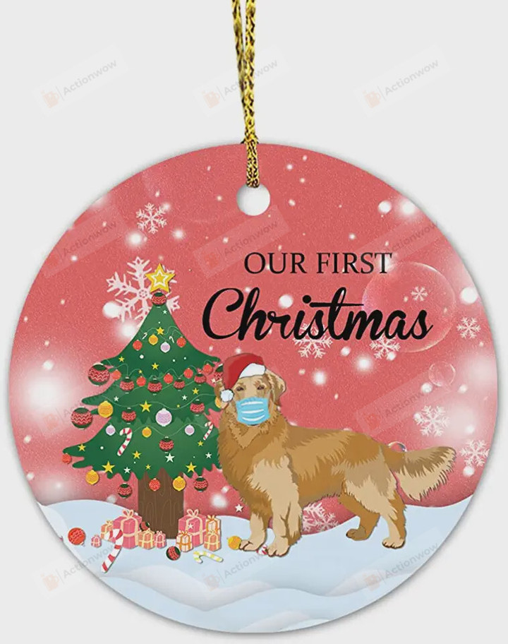 Our First Christmas Ornament, Golden Retriever Ornament, Christmas Tree Ornament