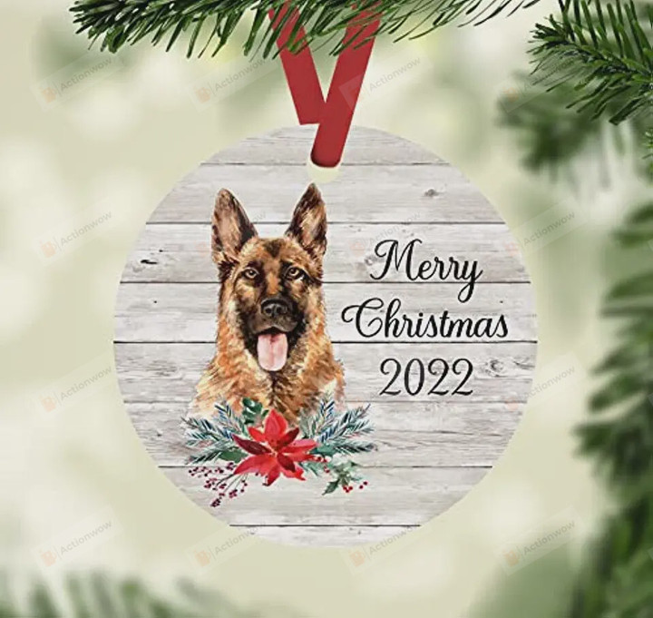 Merry Christmas 2022 German Shepherd Dog Ornament, Gifts For Dog Owners Ornament, Christmas Gift Ornament