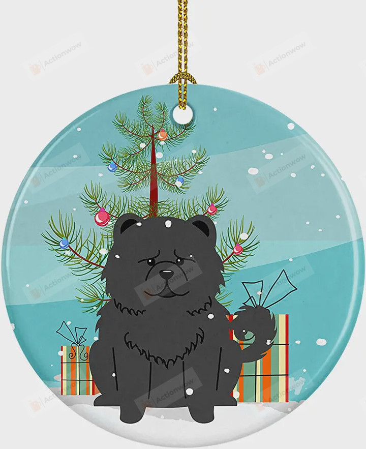 Black Chow Chow Dog Merry Christmas Ornament, Gift For Dog Lovers Ornament, Christmas Gift Ornament