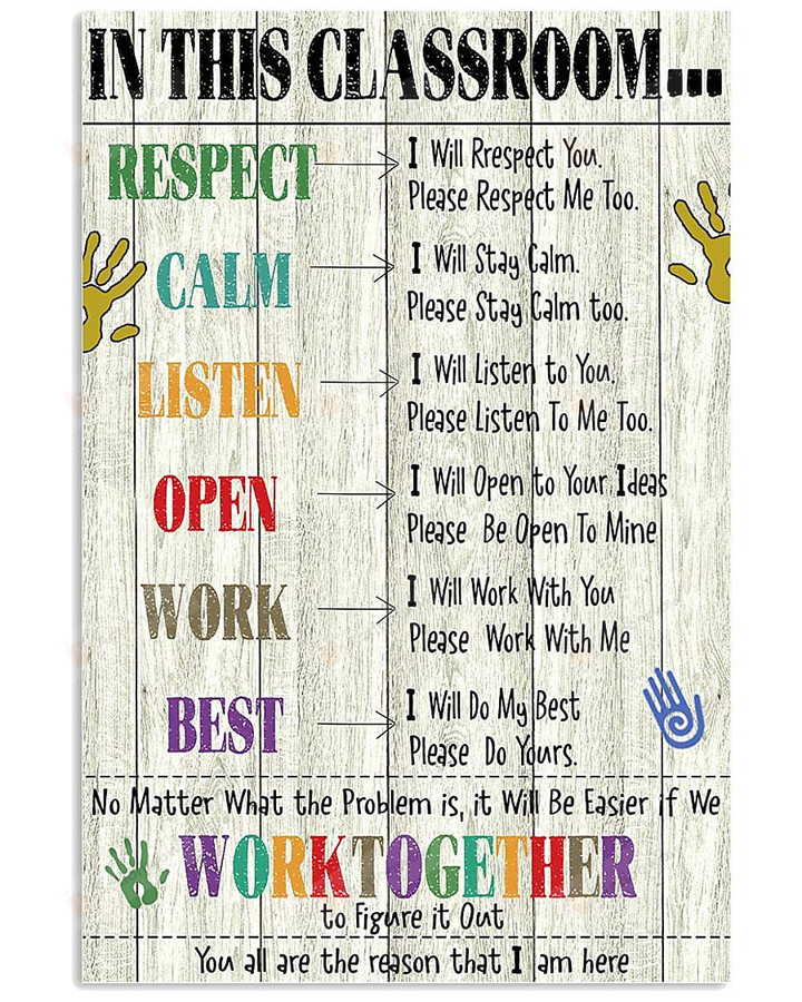 In This Classroom Poster Canvas, Work Together Poster Canvas, Back To School Poster Canvas