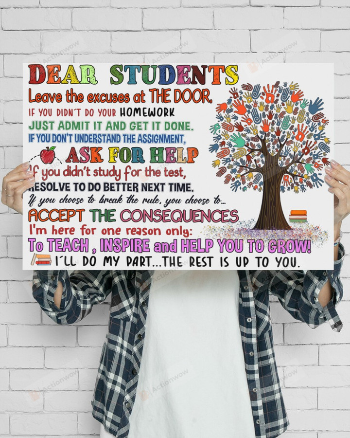Dear Students, I Will Do My Part, The Rest Is Up To You Horizontal Poster Home Decor Wall Art Print No Frame Or Canvas 0.75 Inch Frame Full-Size Best Gifts For Birthday, Christmas, Thanksgiving, Housewarming