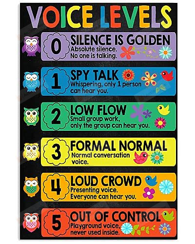 Colorful Letters Voice Levels Poster/Canvas - Art Picture Home Decor Wall Hangings Classroom Decorations Gifts Full Size For Students, Teachers On Back To School Day