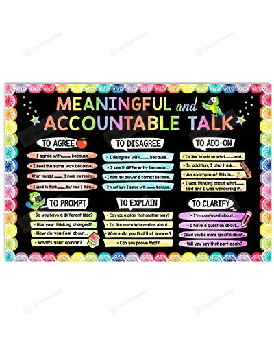 Teacher Classroom Poster Canvas, Meaningful And Accountable Talk Poster Canvas, Classroom Decor Poster Canvas