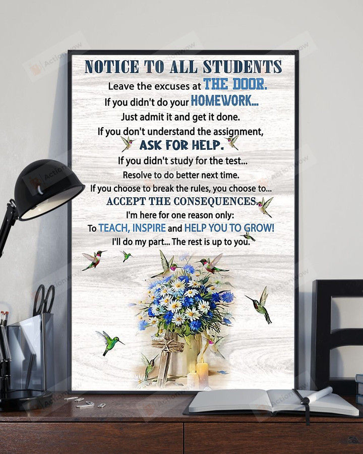 Notice To All Students Poster Canvas, Back To School Poster Canvas