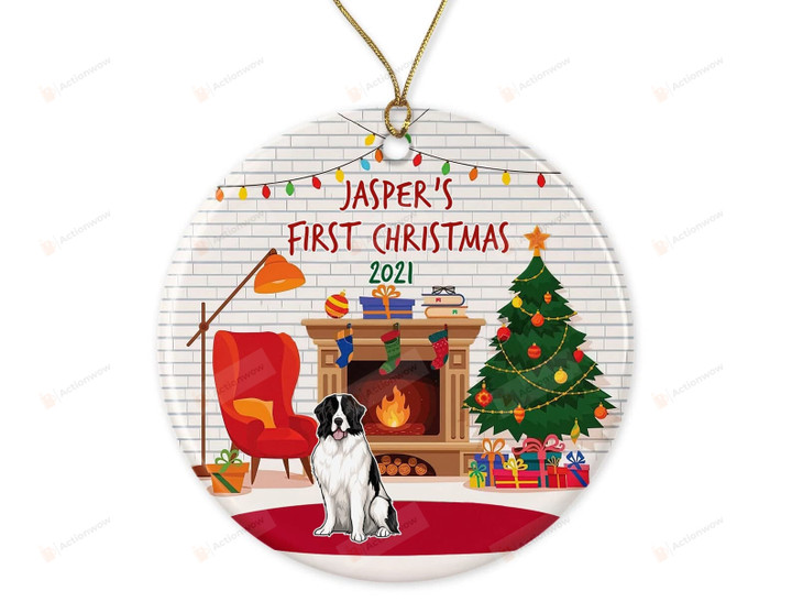 Personalized Landseer Christmas Ornament Landseer First Christmas Ornament Landseer Dog Christmas Tree Ornament Custom Puppy Gifts Dog Lovers Gifts Hanging Decoration