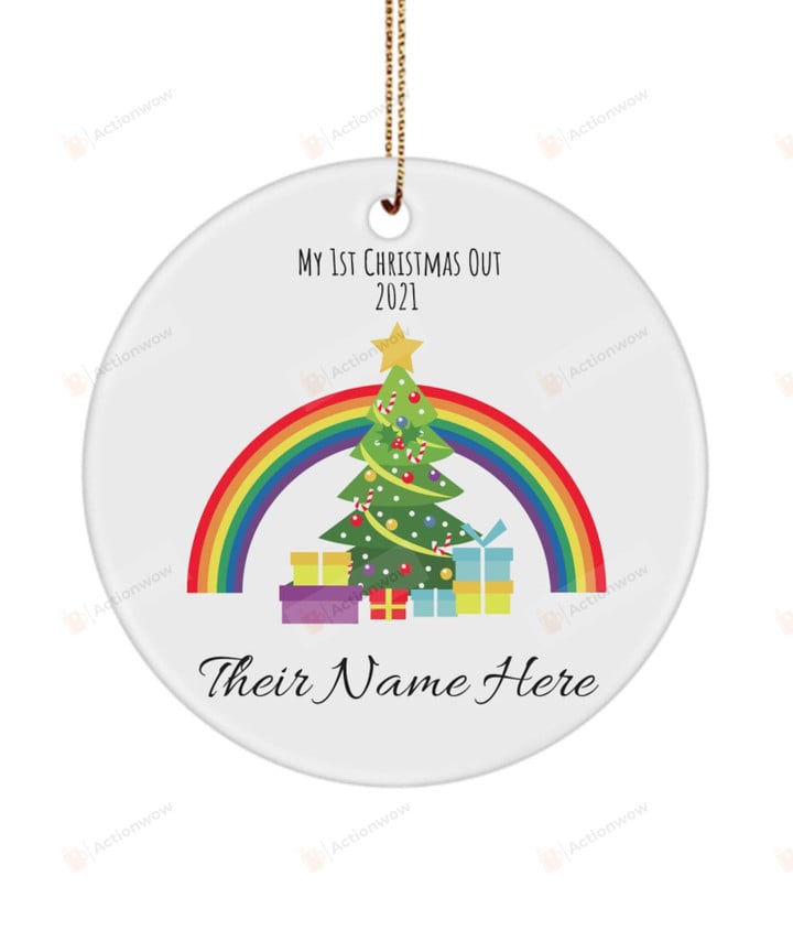 Personalized Gay Xmas Ornament 2021 My 1st Christmas Out Coming Out Gifts Gay Pride Xmas Ornament Ornaments 2021 Xmas Ornament Hanging Decoration Xmas Gifts Home Decor