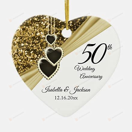 Happy Wedding Anniversary Ornaments Happy 50th Anniversary Ornaments Twinkle Golden Jewelry Style Crafts Hanging Car Window Dress Up Great Gifts For Parents