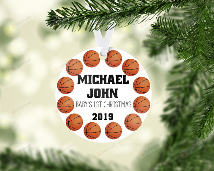 Personalized Basketball Baby First Christmas Ornament, Gift For Basketball Lover Ornament, Christmas Gift Ornament