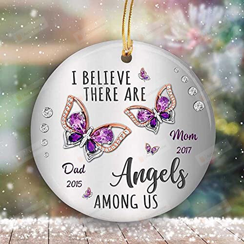 Purple Butterflies Memorial Personalized Circle Ornament Memorial Christmas Ornament Sympathy Ornament Gifts For Loss Of Loved Ones