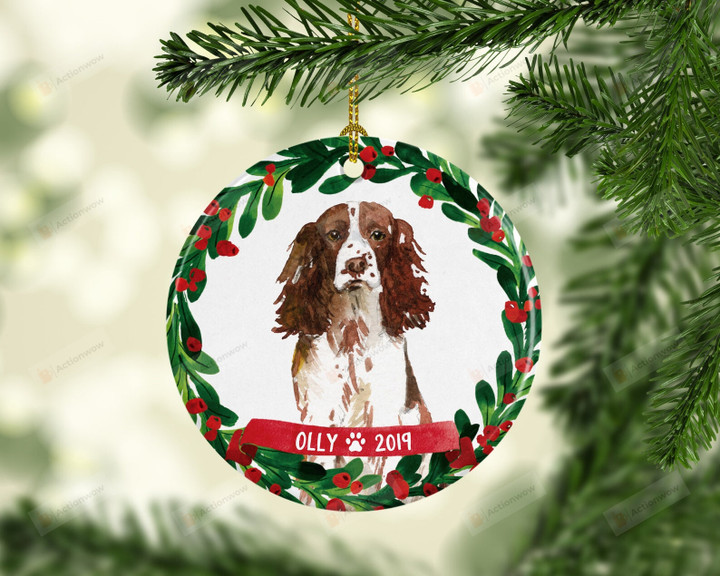 Personalized Brown English Springer Spaniel Dog Ornament, Gifts For Dog Owners Ornament, Christmas Gift Ornament