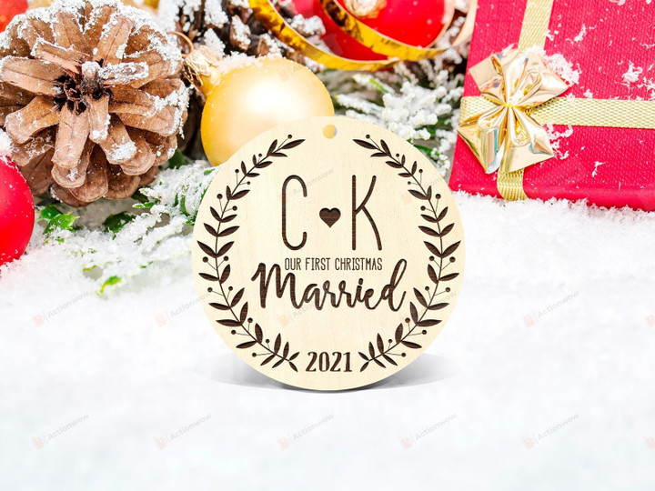 Personalized Our First Christmas Married Ornament, Gift For Couple Ornament, Christmas Gift Ornament