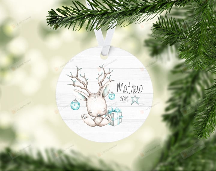 Personalized Baby Bunny Ornament, Gifts For Pet Lovers Ornament, Christmas Gift Ornament