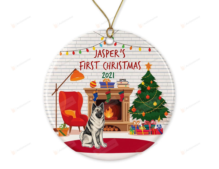 Personalized Norwegian Elkhound Christmas Ornament Christmas Ornament Norwegian Elkhound Dog Christmas Tree Ornament Custom Puppy Gifts Dog Lovers Gifts Hanging Decoration