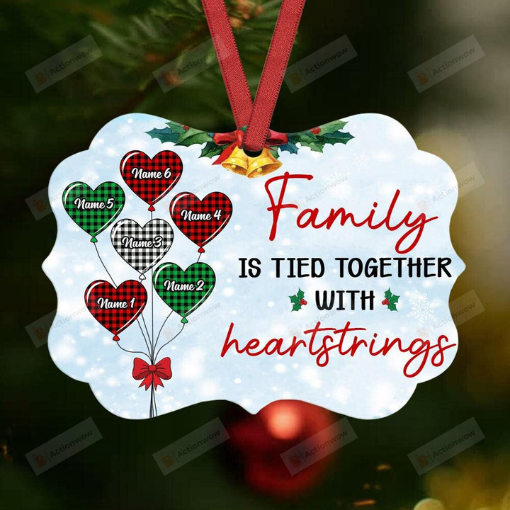 Family Christmas Ornament Family Is Tied Together With Heartstrings Personalized Benelux Ornament Aluminum Ornament Keepsake Gift Hanging Car Window Dress Up Thanksgiving Birthday Christmas Tree