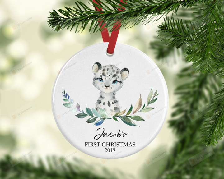 Personalized Leopard Ornament, First Christmas Gifts For Baby Boy Ornament, Keepsake Gift Ornament