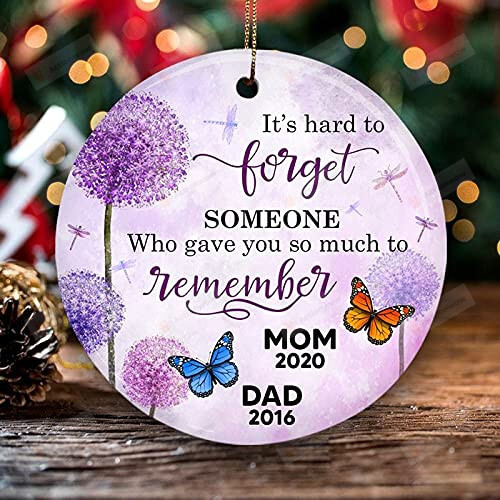 Personalized Loss Of Loved One Sympathy Memorial Ornament Purple Dandelion Butterfly Ornament Condolence Death Anniversary Ideal Gifts Remembrance Memorial Keepsake Ornaments For Christmas Trees