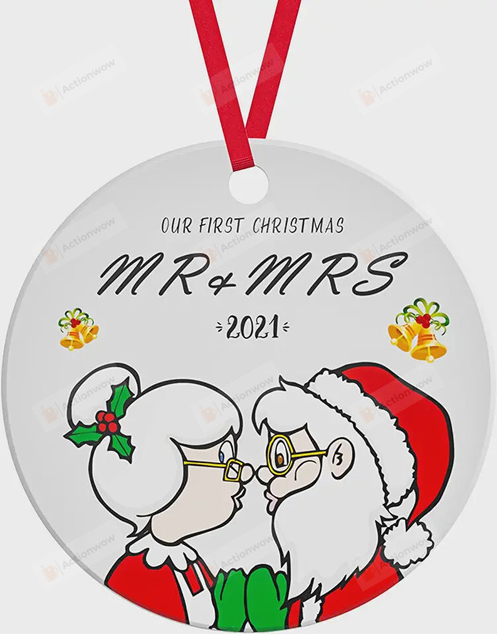 Personalized Our First Christmas As Mr & Mrs Ornament, Santa Claus Lovers Ornament, Christmas Gift Ornament
