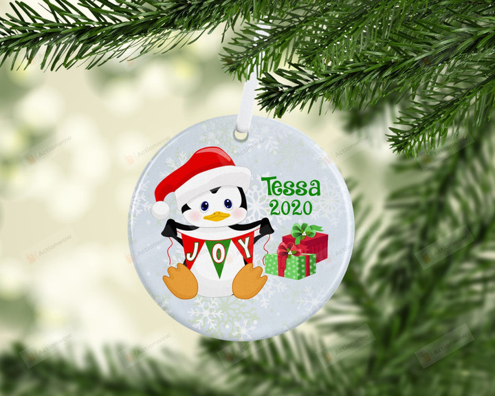 Personalized Penguin Baby Joy Christmas Ornament, Penguin Lover Gift Ornament, Christmas Gift Ornament