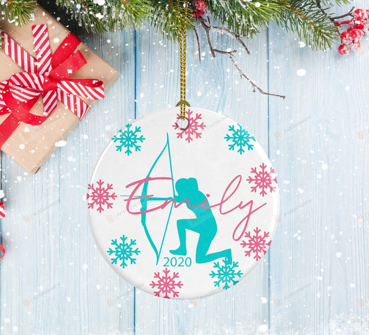 Personalized Archery Ornament Porcelain Ornament Archer Girl Design Gifts For Archery Christmas Ornament Hanging Decoration Christmas Tree Ornament