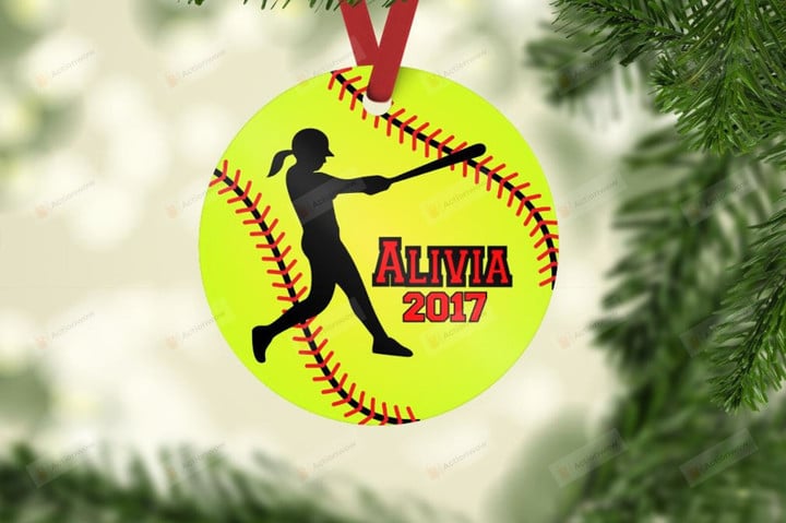 Personalized Softball Hitter Ornament, Gift For Softball Player Ornament, Softball Lover Gift Ornament