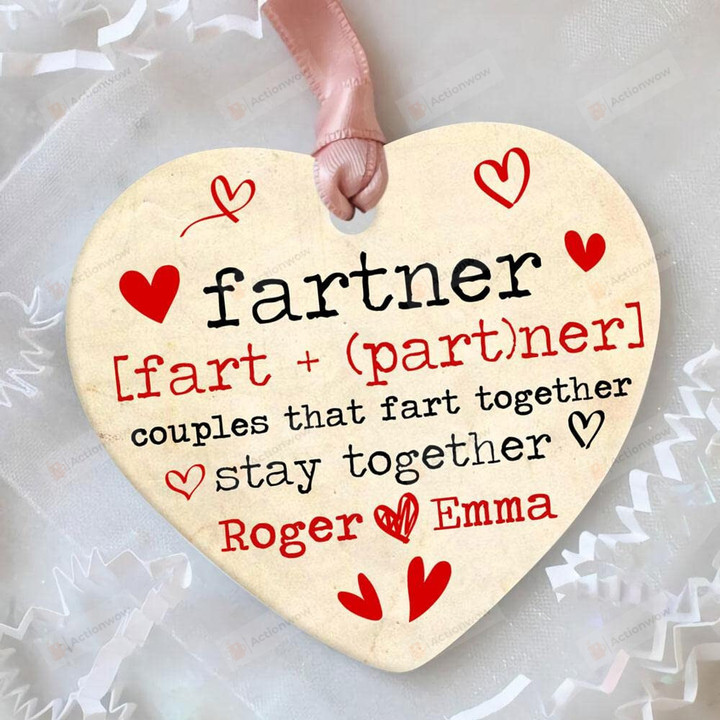 Personalized Funny Couple Ornament, Fartner Couples That Fart Together Christmas House Decor Gifts for Husband Wife Fiance Christmas New Year