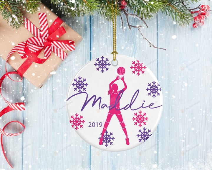 Personalized Volleyball Ornament Volleyball Setter Snowfakes Xmas Theme Design Volleyball Gifts Custom Name Gifts For Teammates Friends Hanging Decoration Christmas Tree Ornament