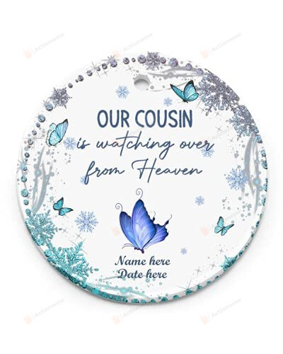 Personalized Our Cousin Is Watching Over From Heaven Ornament Memorial Ornament Christmas Tree Hanging Car Window Dress Up Great Gifts For Christmas Thanksgiving Christmas Memorial Ornaments