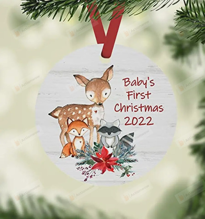 Personalized Baby's First Christmas Ornament, Deer, Fox, and Raccoon Ornament, Christmas Keepsake Gift Ornament