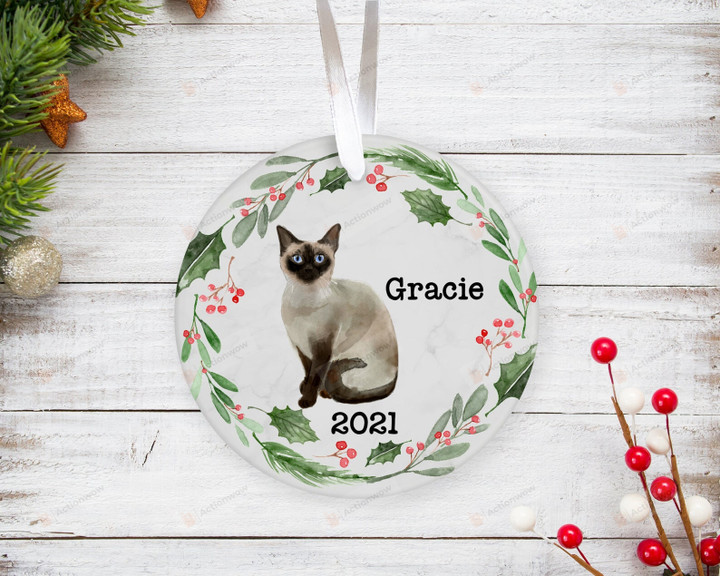 Personalized Siamese Cat Ornament, Gifts For Cat Lovers Ornament
