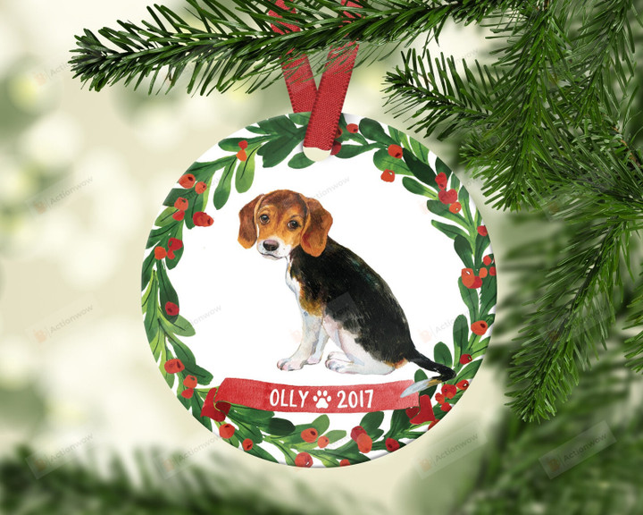 Personalized Beagle Dog Ornament, Gifts For Dog Owners Ornament, Christmas Gift Ornament