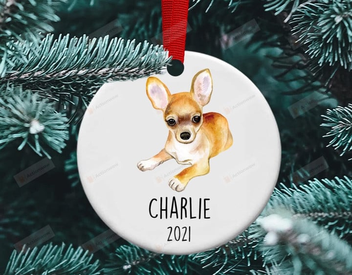 Personalized Chihuahua Christmas Ornament Chihuahua Ceramic Ornament Chihuahua Christmas Tree Decoration Gifts For Chihuahua Lover Hanging Xmas Tree