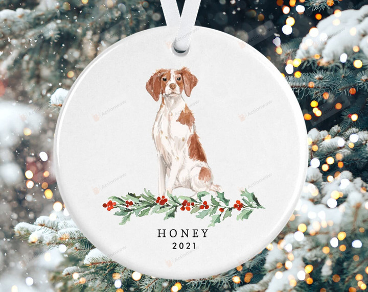 Personalized Brittany Spaniel Christmas Ornament For Family Have Pets Decoration Hanging Ornament Gifts From Friend Neighbor Themselves On Xmas Thanksgiving