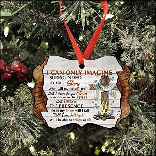 Christmas Ornaments, Jesus Ornament, I Can Only Imagine Ornament, Lily Flower Cross Faith, Christian Ornament Aluminum Ornament