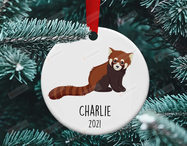 Personalized Red Panda Christmas Ornament Red Panda Ceramic Ornament Red Panda Christmas Tree Decoration Gifts for Red Panda Lover Hanging Xmas Tree