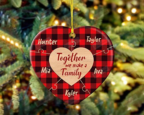 Personalized Custom Name Family Christmas Ornament, Family Name Puzzle Ornament, Family, Together We Make A Family Ornament, Red Plaid Christmas Tree Decor, Multi 4