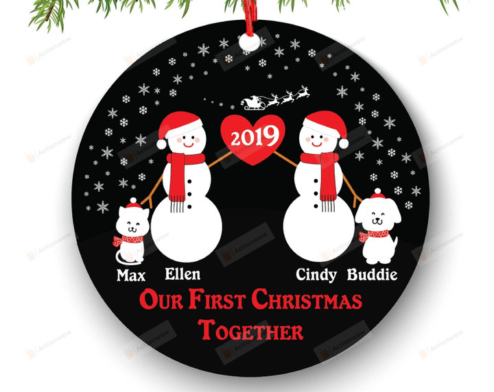 Personalized Our 1st Christmas Together Ornament With Cat And Dog Pet Fur Family Mom Lesbian Celebrating A Christmas Same Sex Couple Mrs Mrs Hanging Decor Christmas Tree Decoration