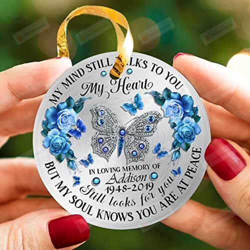 Personalized Memorial Ornament 2021 My Mind Still Talks To You Ceramic Ornament For Christmas Trees Decoration Memorial Ornaments For Loss Of Loved One- In Loving Memory Ornament Memorial Gift