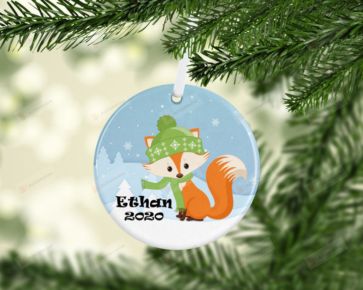 Personalized Fox Christmas Ornament, Fox Lover Gift Ornament, Christmas Keepsake Gift Ornament