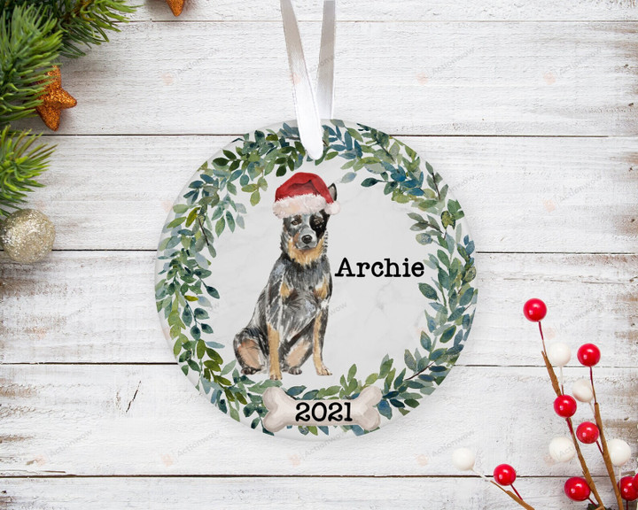 Personalized Australian Cattle Ornament, Dog Lover Ornament, Christmas Gift Ornament