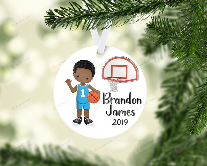 Personalized Basketball Player Boy Ornament, Gift For Basketball Player Ornament, Basketball Lover Gift Ornament