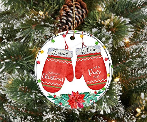 Our First Christmas As A Pair Ornament Engaged Ornament Gift Personalized Car Hanging Ornament Hanging Decoration Merry 1st Christmas Ornament Xmas Gifts