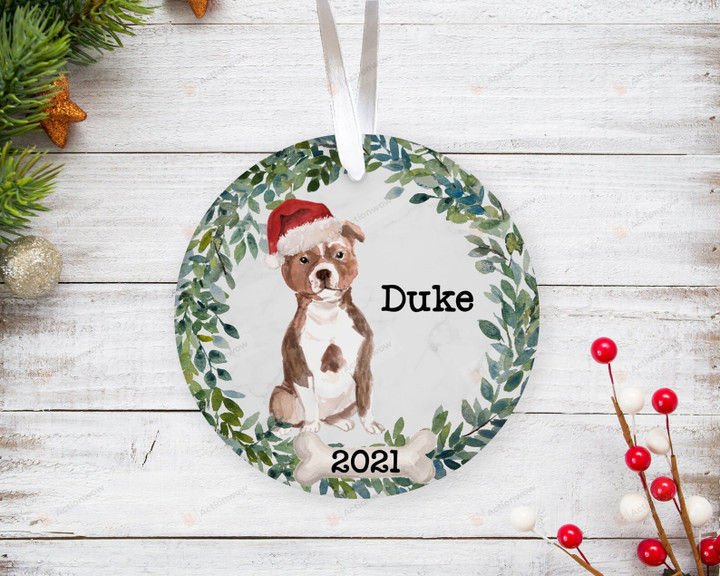 Personalized Staffordshire Ornament, Dog Lover Ornament, Christmas Gift Ornament