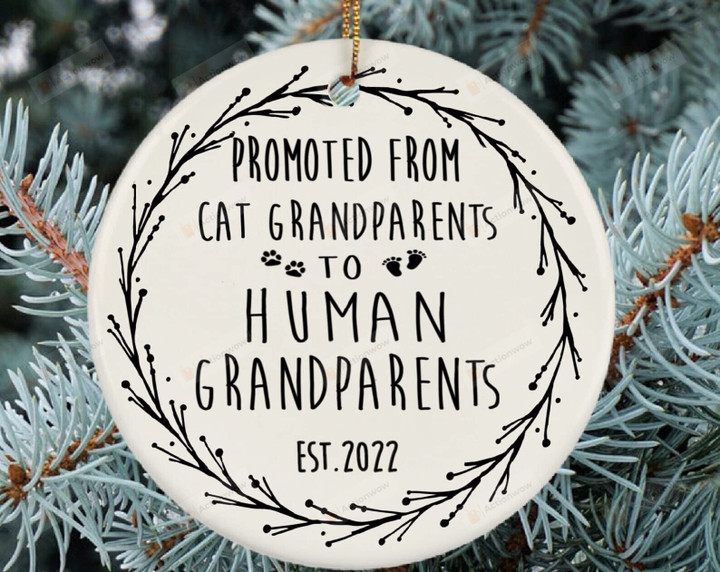 Customized Cat Grandparent Ornament For 2022 Grandparents First Christmas Pregnancy Announcment Family Lover On Thanksgiving Anniversary To My Parents Daughter Son From Colleague Neighbor