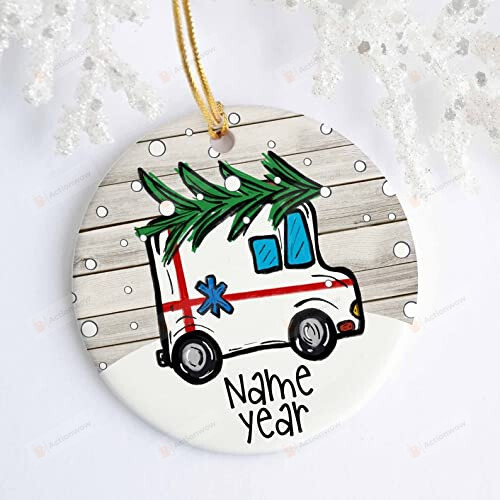 Personalized Ambulance Ornament, Porcelain Ornament, Paramedics - Doctor Er Christmas Ornament Customized Gift For Christmas Thanksgiving Ornament Hanging Christmas Tree Decoration