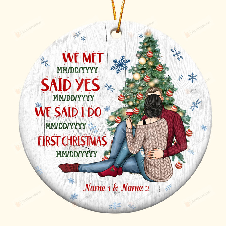 Personalized Christmas Ornaments First Christmas Ornament Keepsake Gifts For Couple Partner Husband And Wife Newlywed Hanging Decoration Christmas Xmas Noel