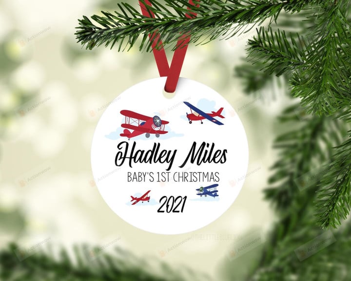 Personalized Baby First Christmas Ornament, Gift For Planes Lovers Ornament, Christmas Gift Ornament