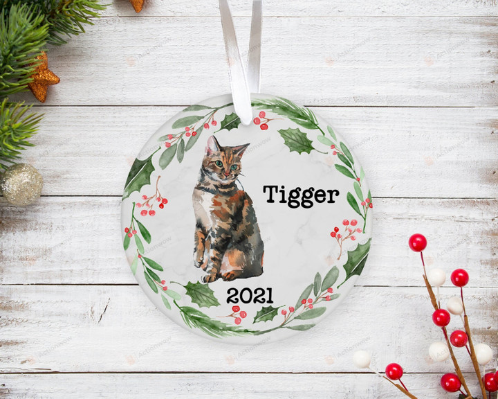 Personalized Tortoiseshell Cat Ornament, Gifts For Cat Owners Ornament, Christmas Gift Ornament