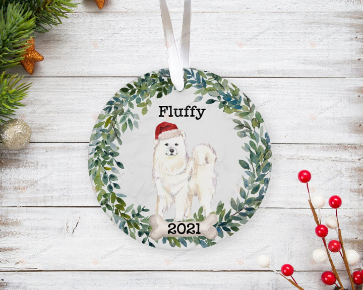 Personalized Samoyed Ornament, Dog Lover Ornament, Christmas Gift Ornament